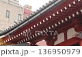 Traditional Japanese Temple Roof Detail in Tokyo Daytime Scene 136950979