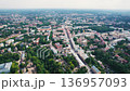 Aerial Drone Flight Over a Green European City 136957093
