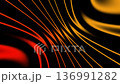 Bright lines in red orange and yellow shift and twist against a dark background. The patterns change continuously drawing attention to vibrant movement and design. 136991282