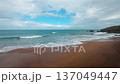 Rainy beach and sea with waves.Holiday background 137049447