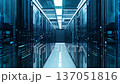 Futuristic Hyperscale Data Center with Blue LED Server Rows 137051816