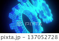 Digital neon gear. Computer generated 3d render 137052728