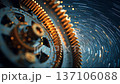 Gears turning in motion with time lapse effect. Conceptual video for industry, technology, or engineering. 137106088