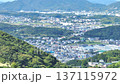 Aerial drone shot of Sumoto Castle and Sumoto city on Mount Mikuma, Awaji Island 137115972
