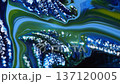 Abstract unique background flowing waves, water ripples, marble, moving multicolored liquid paint of green, blue, white colors. 137120005