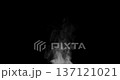 White isolated steam rises in graceful curves on a black background in slow motion. This trickle of steam is perfect for overlay use with various blending modes, hot drinks or food concepts. 137121021