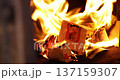 The instant the paper money burned fiercely inside the incense burner 137159307