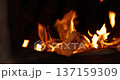 The instant the paper money burned fiercely inside the incense burner 137159309