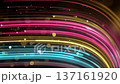 Abstract neon light particles flowing in the dark (vertical loop) 137161920