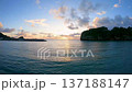 Silhouette of rock cliff and sea at sunrise Dramatic sunrise time lapse video Hamahiga Island, Okinawa Prefecture 137188147