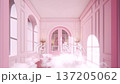 Surreal Pink Portal Doors Opening in Dreamlike Hallway Seamless Loop Animation 137205062