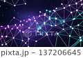 紫とシアンに光るデジタルネットワークの抽象背景｜ノード接続と未来的テクノロジーイメージ 137206645
