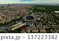 Paris, France - 25.07.2025: Panoramic view of Paris. Aerial view of stadiums Le Parc des Princes and Stade Jean-Bouin in Paris 137223382