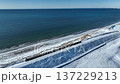 冬の根室本線落石岬付近空撮 太平洋沿岸俯瞰 137229213
