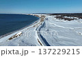 冬の根室本線落石岬付近空撮 太平洋沿岸俯瞰 137229215