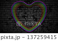LGBTQ laser hearts on black grunge brick wall. Pride Month abstract neon hearts motion background 137259415