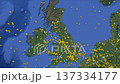 Air traffic density map over United Kingdom and Western Europe 137334177