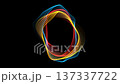 Colorful lines and waves twist and turn in a circular motion against a black background. The patterns change and flow smoothly in an endless loop. 137337722