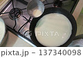 Pouring Pancake Batter into Frying Pan 137340098