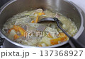 Japanese home cooking: Stewing motsu-ni in the kitchen. A video of traditional Japanese cuisine. 137368927