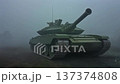 Armored Military Tank Thick Foggy Battlefield Camera Pull Back 137374808