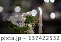 Warm Glow Enhances Wedding Table Decor, Delicate Petals And Glowing Flames Create Intimate 137422532