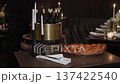 Festive Shabbat Setting, Traditional Table Setup With Candles And Floral Decorations For Celebration 137422540