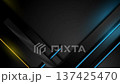 Black abstract striped motion background with blue and yellow neon laser lines 137425470