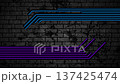 Blue violet neon tech lines on brick grunge wall 137425474