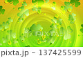 St Patrick Day green orange abstract motion background with shamrock leaves 137425599