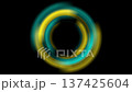 Blue and yellow bright glowing smooth circles abstract geometric motion background 137425604