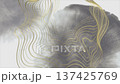 Elegant art deco motion background with golden wavy lines on gray watercolor texture 137425769