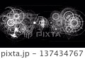 二重構造ジオメトリックフィールド｜白黒サイファイ風ベクターダイアグラム 137434767