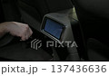 Modern car interior with touch screens.  137436636
