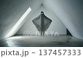 Ethereal ghost figure gliding through a minimalist space, evoking Halloween and autumn vibes 137457333