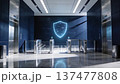セキュリティゲートのある未来オフィスロビー｜テクノロジー10秒動画 137477808