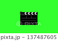 Black Clapperboard Slate On Green Screen Background For Film Production. 137487605