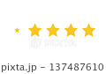 Five yellow stars representing evolution a perfect customer rating, suitable for rating systems or customer satisfaction concepts. 137487610
