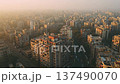 City skyline in the morning light with buildings and streets in a busy area of Mumbai from an elevated view 137490070