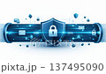 Cyber Security Shield Protecting Data Network With Digital Technology Icons 137495090