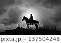 julius caesar on horse silhouette against sun 137504248