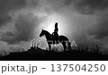 cyrus the great on horse silhouette against sky 137504250