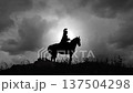 alexander the great on horse silhouette at dusk 137504298