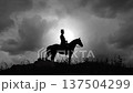 abraham lincoln on horse silhouette against sun 137504299