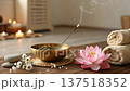 An atmosphere of deep relaxation and meditation with fragrant incense 137518352