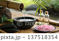 Japanese spa ritual of harmony of water, stone and silence 137518354