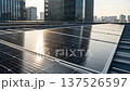 Solar Panels on Office Roof Modern Installation Showcasing Commitment to Green Energy, Sustainable Practices, and Importance of Renewable Resources for Brighter Future 137526597