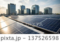 Solar Panels on Office Roof Showcase Commitment to Green Energy and Sustainable Technology in Urban Environments with Innovative Practices and Modern Architecture 137526598