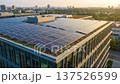 Solar Panels on Office Roofs Foster Green Business Environments, Showcasing Sustainable Energy Solutions that Enhance Urban Landscapes and Promote Eco Friendly Practices 137526599