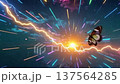 Game background video: A butterfly flies through a warp corridor of light on the way to the sun 137564285